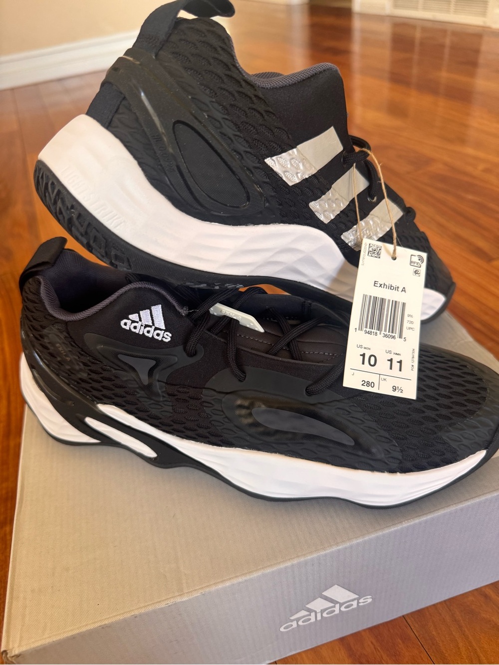 adidas Exhibit A Black & White basketball shoes